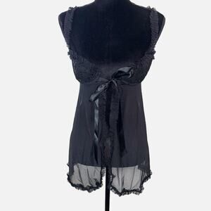 Victoria’s Secret Sexy Little Things Black Babydoll sequin Lingerie Slip 34B